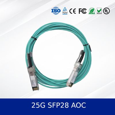 25G SFP28 AOC 3m Cáp quang hoạt động 100m Reach, Điện năng thấp, Chẩn đoán kỹ thuật số