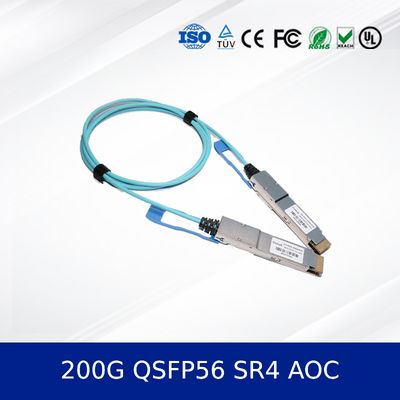 Optical Transceiver Module 200G QSFP56 SR4 AOC 3m Cable For 200G Ethernet OM4 MMF, Low Power, CMIS Compatible