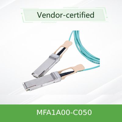 QSFP LSZH Mellanox AOC Cáp quang hoạt động MFA1A00-C050 100GbE 50m mới và nguyên bản