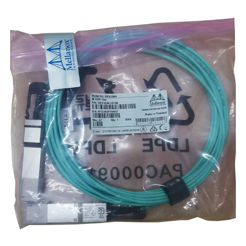 Cáp MFS1S50-H010V Aoc Cáp 200GbE đến 2x100GbE QSFP56 đến 2xQSFP56 MMF Mellanox AOC