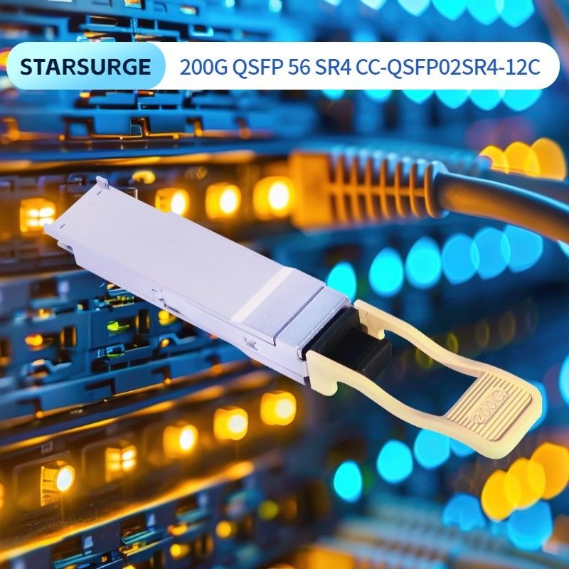 Giải pháp kết nối trung tâm dữ liệu 200G QSFP56 SR4 Transceiver quang với khoảng cách truyền 100m trên OM4 Fiber