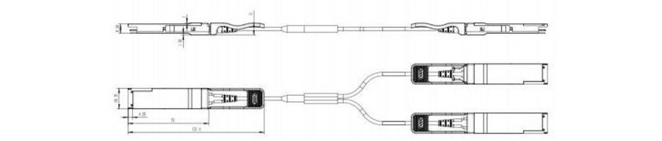 Máy truyền quang có thể cắm nóng và cáp quang hoạt động 200G QSFP56 đến 2x 100G QSFP56 với Breakout PAM4 Modulation