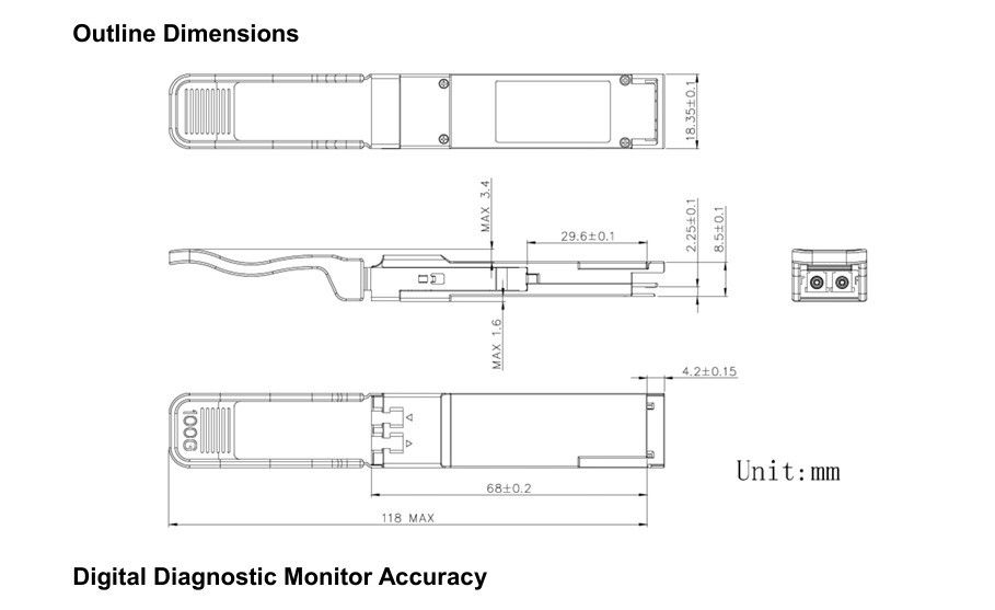 100G QSFP28 2km CWDM4 Fiber Optic Transceivers Ethernet Network Power ≤3.5W Tiêu thụ tối thiểu ≤3.5W 2km Range Original