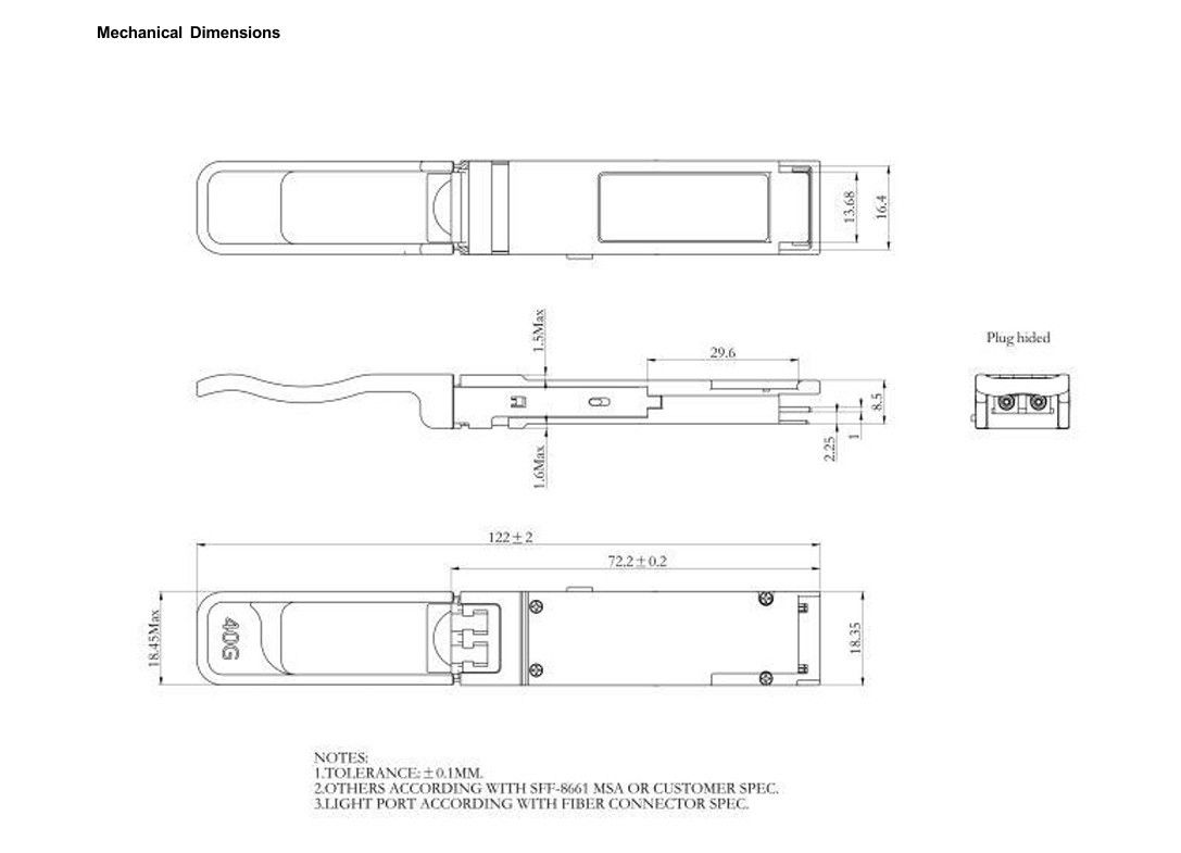 40Gb/s QSFP Multimode Optical Module BIDI 850/908nm Optical Transceiver Duplex LC IP Network Tối đa 70m trên OM3 100m trên OM4