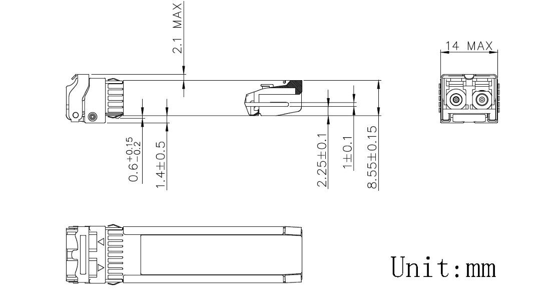 Fiber Type Multi Mode Fiber OM3 network 10G SFP 850nm 300m LC Optical Transceiver Module cho Trung tâm Dữ liệu