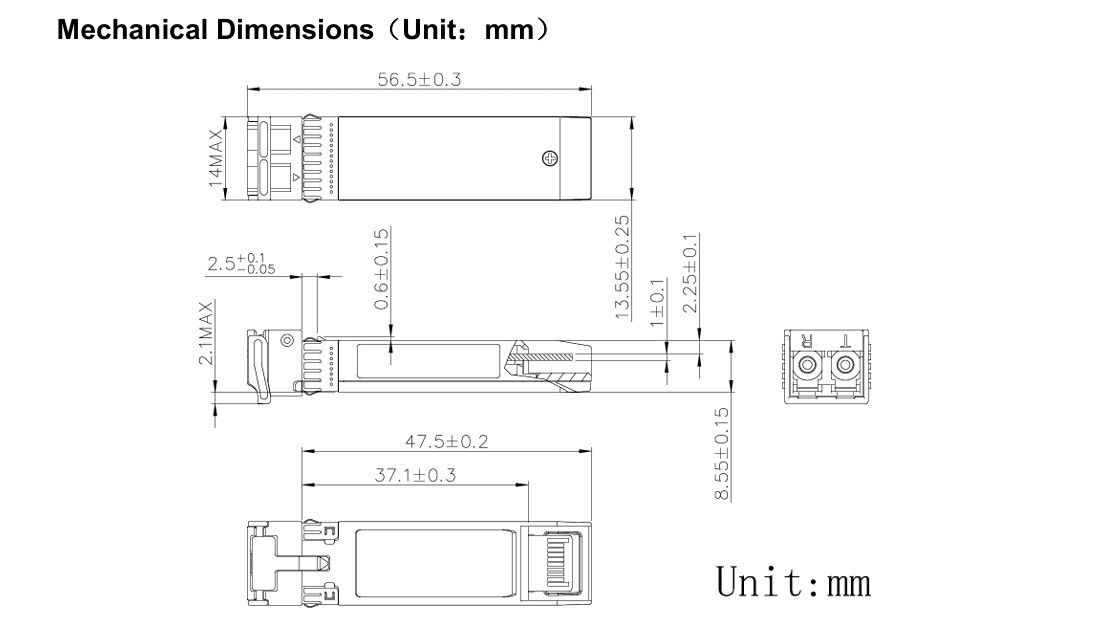 10G SFP Module Ethernet Fiber Optical Transceiver 80km 11.3Gbps Thời gian 1 năm Tốc độ dữ liệu lên đến 11.3Gbps