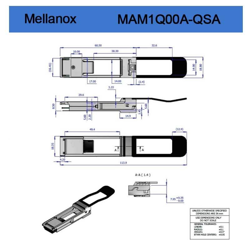 Mellnaox Brand New Original Mam1q00A-Qsa Nvidia Dynamix QsaTM, Qsfp+ đến SFP+ Adapter