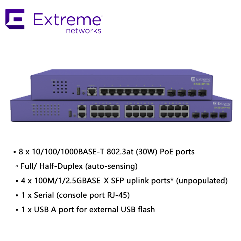 Bộ chuyển mạch mạng Mellanox hiệu suất cao Extreme X435-8p-4s, bộ chuyển mạch mạng cho kết nối nhanh