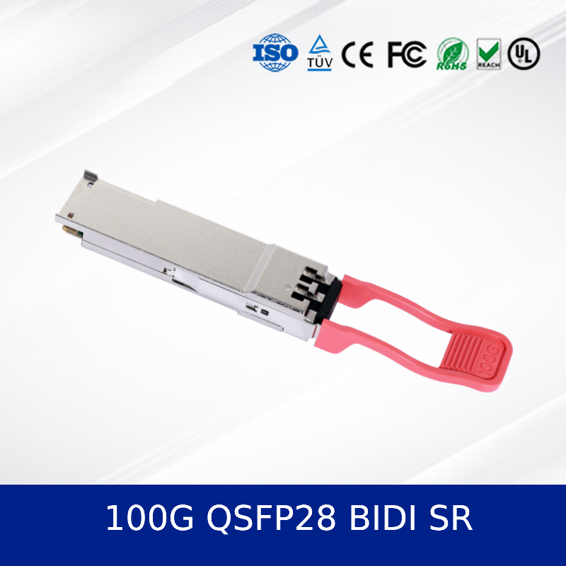 Mô-đun thu phát quang 100G QSFP28 BIDI SR Thiết kế hai bước sóng mật độ cao, công suất thấp