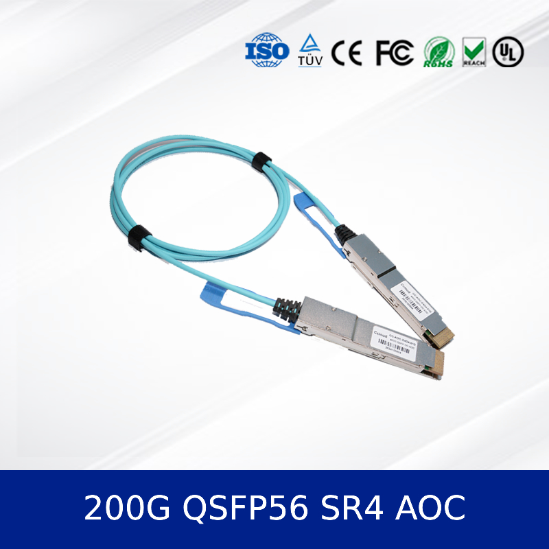 Optical Transceiver Module 200G QSFP56 SR4 AOC 3m Cable For 200G Ethernet OM4 MMF, Low Power, CMIS Compatible