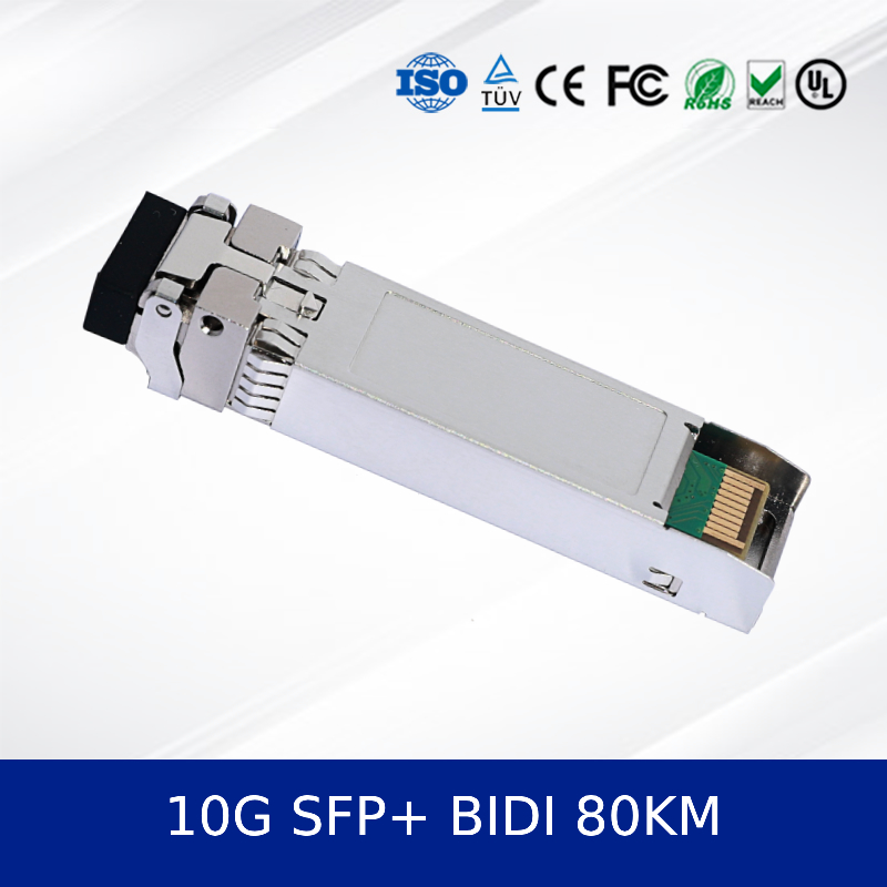 Mô-đun đầu thu quang cao cấp 10g SFP + Bidi 80km Mô-đun sợi quang cho Trung tâm Dữ liệu.
