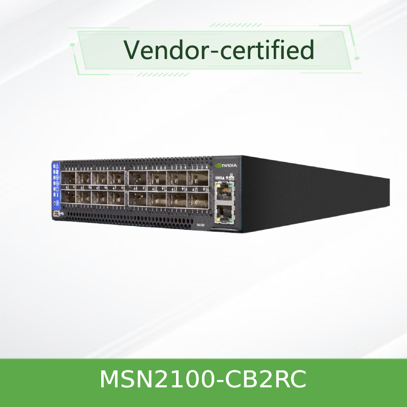 Công tắc Ethernet mở 1U 100gbe dựa trên EDR Nvidia Mellanox Spectrum với Cumulus Linux MSN2100-CB2RC 16 cổng Qsfp28