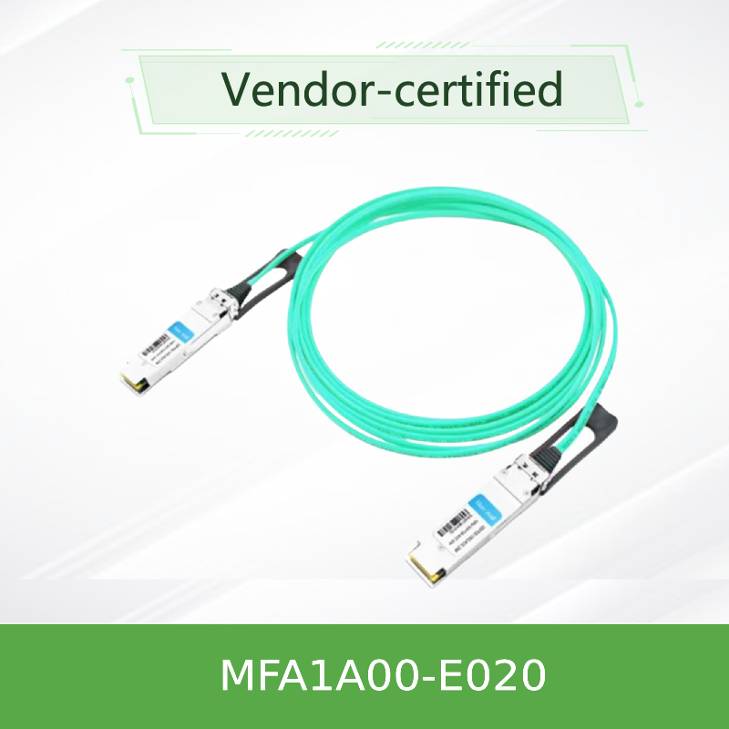 Nvidia Mfa1a00-Xxxx 100GB/S Qsfp28 Mmf Cáp quang hoạt động Mfa1a00-E020 Cáp sợi hoạt động Ib EDR 100GB/S