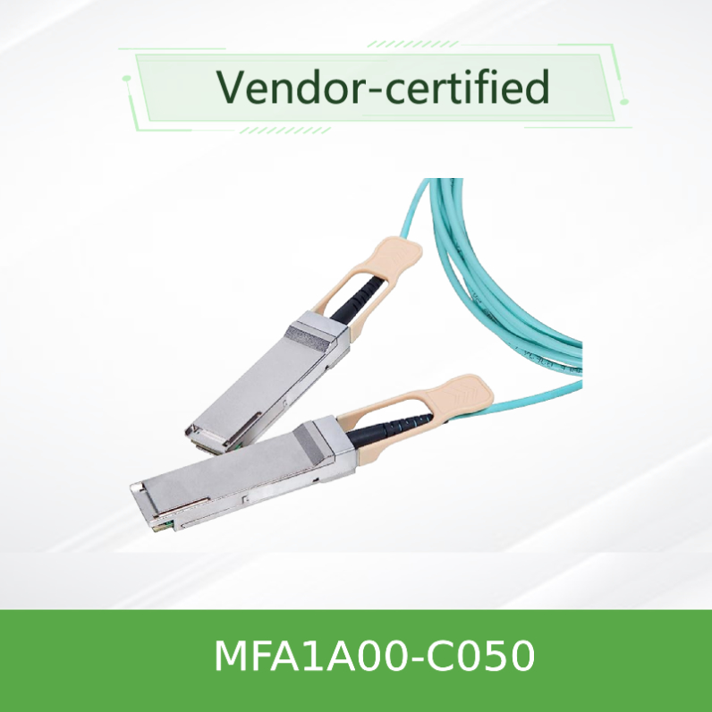 QSFP LSZH Mellanox AOC Cáp quang hoạt động MFA1A00-C050 100GbE 50m mới và nguyên bản