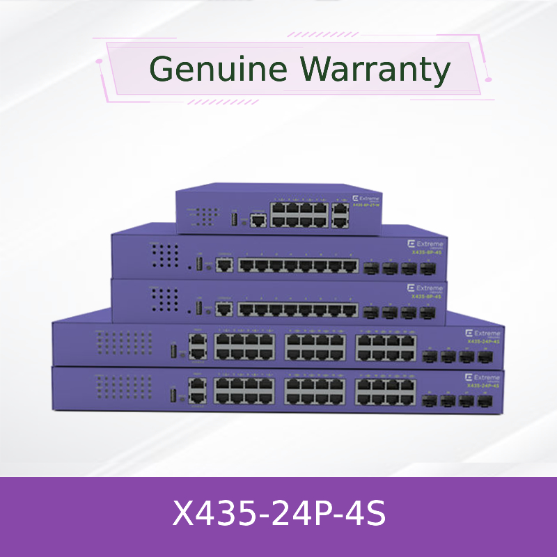 Bộ chuyển mạch Extreme Networks X435 AVB 24P X435 4S 68Gbps 50.6Mpps mới và nguyên bản