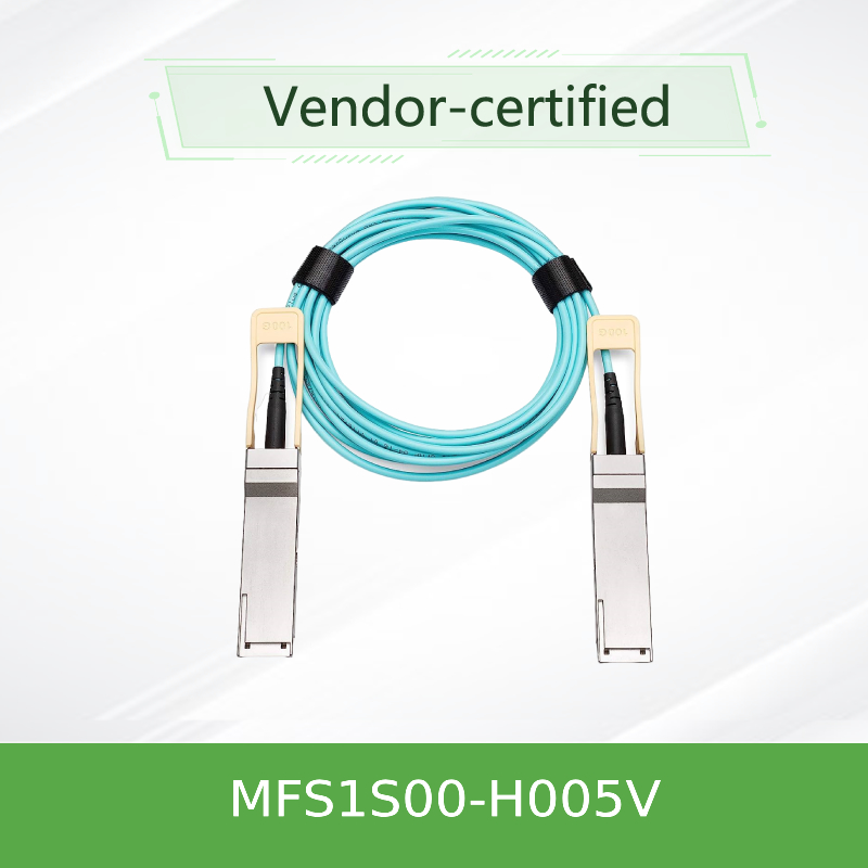 NVIDIA MFS1S00-H005V 200Gb/s QSFP56 Cáp quang hoạt động - 5m AOC cho HDR InfiniBand & 200GbE