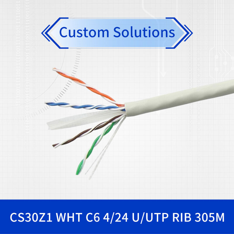 Cáp mạng Cat 6 U/UTP với lõi dẫn đặc 24AWG, 4 cặp và chiều dài 305 m, dùng cho truyền dữ liệu tốc độ cao